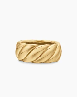 Sculpted Cable Band Ring 18K Yellow Gold, 9mm