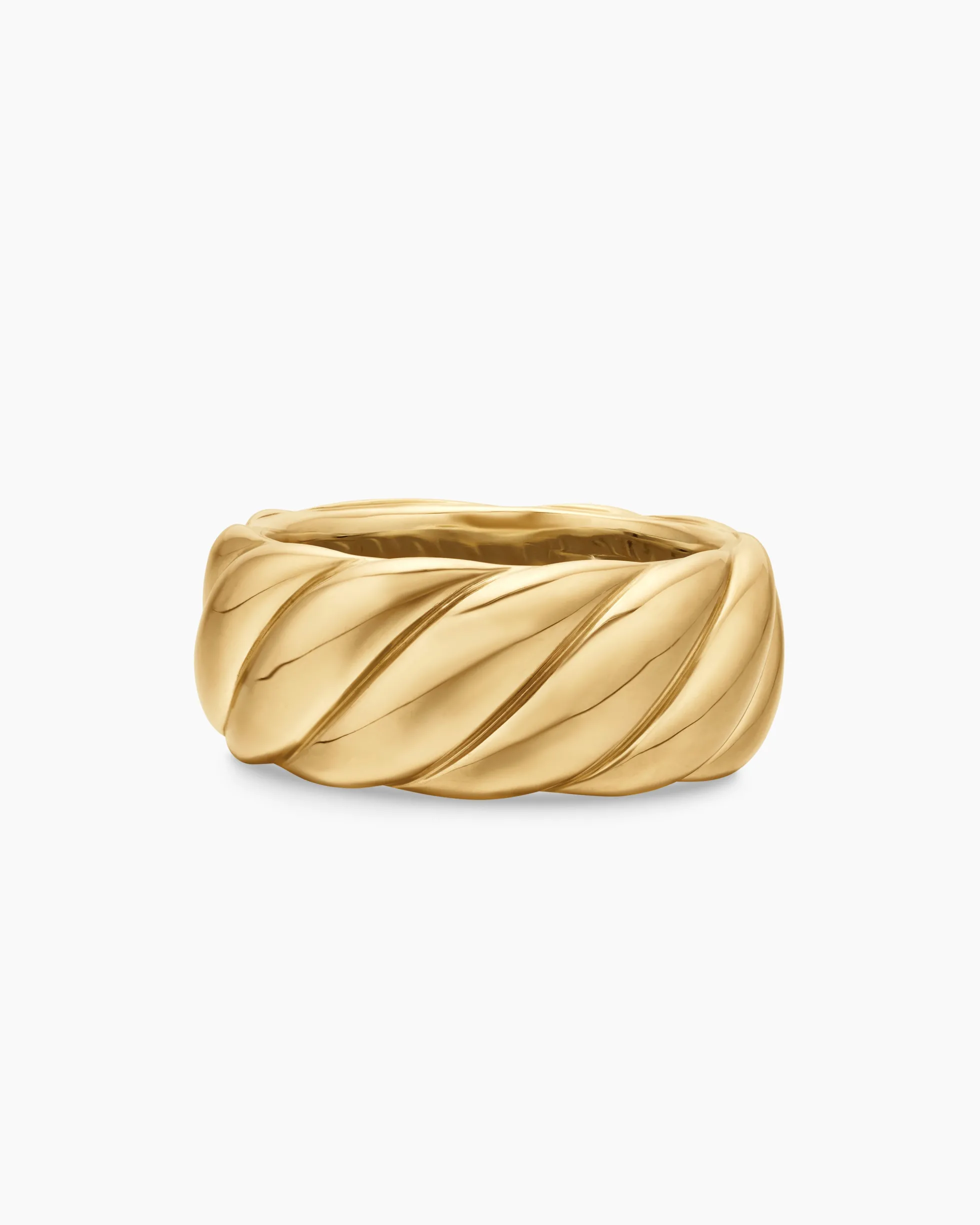 Sculpted Cable Band Ring 18K Yellow Gold, 9mm