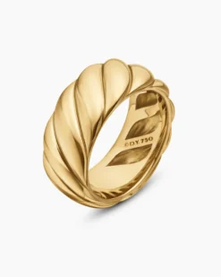 Sculpted Cable Band Ring 18K Yellow Gold, 9mm