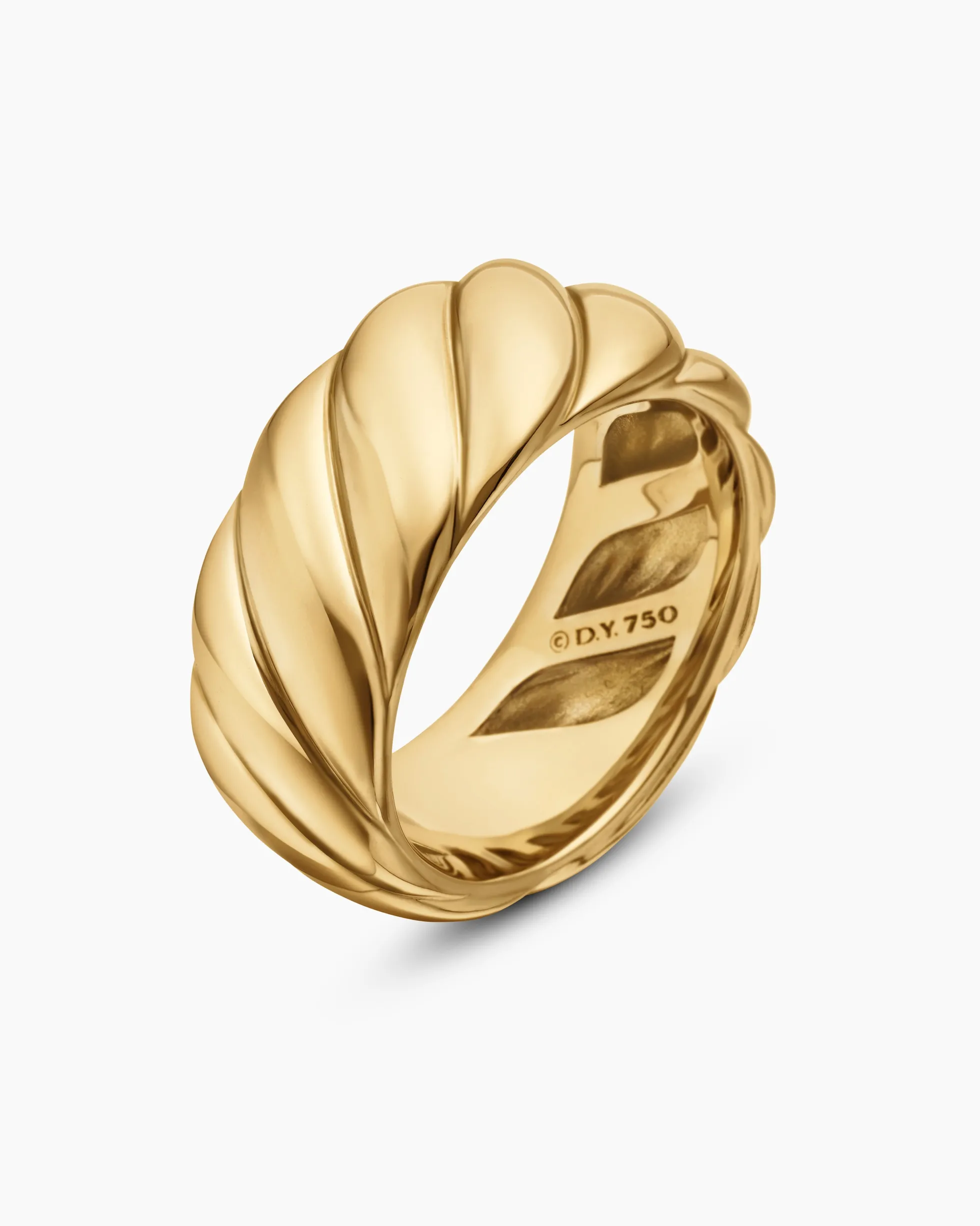 Sculpted Cable Band Ring 18K Yellow Gold, 9mm