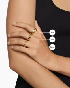 Sculpted Cable Band Ring 18K Yellow Gold, 9mm