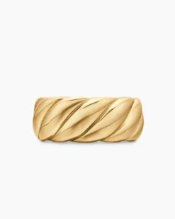 Sculpted Cable Band Ring 18K Yellow Gold, 9mm