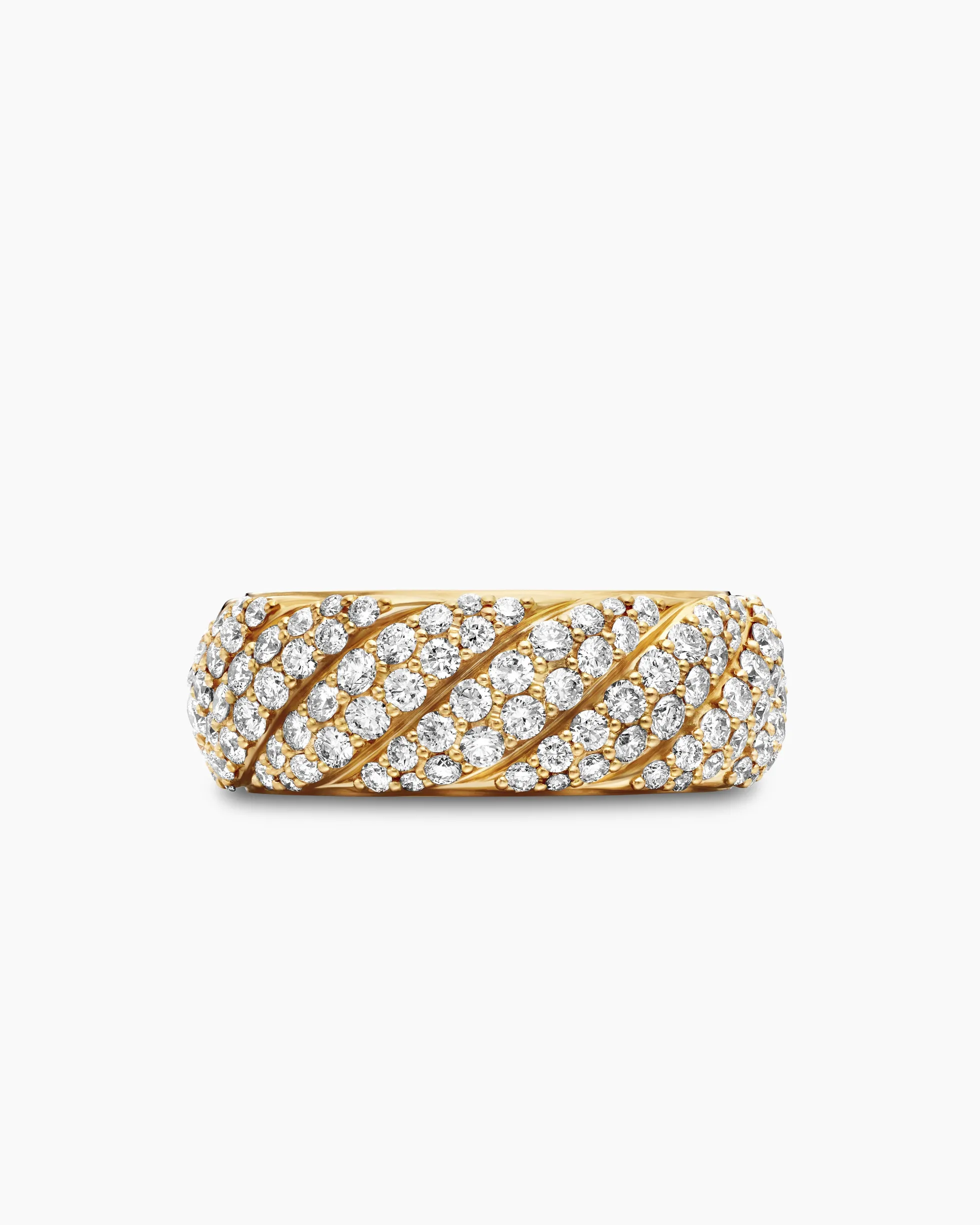 Sculpted Cable Band Ring 18K Yellow Gold with Diamonds, 7.5mm
