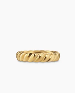 Sculpted Cable Band Ring 18K Yellow Gold, 5mm