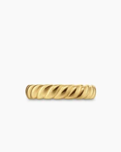 Sculpted Cable Band Ring 18K Yellow Gold, 5mm