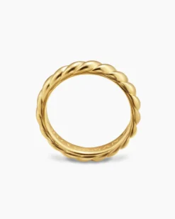 Sculpted Cable Band Ring 18K Yellow Gold, 5mm