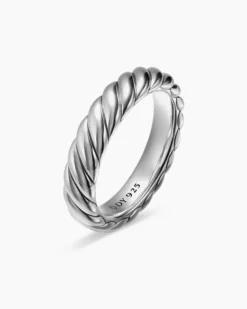 Sculpted Cable Band Ring Sterling Silver, 4.6mm