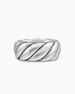 Sculpted Cable Band Ring Sterling Silver, 9mm