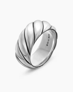 Sculpted Cable Band Ring Sterling Silver, 9mm