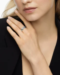 Sculpted Cable Band Ring Sterling Silver, 6mm