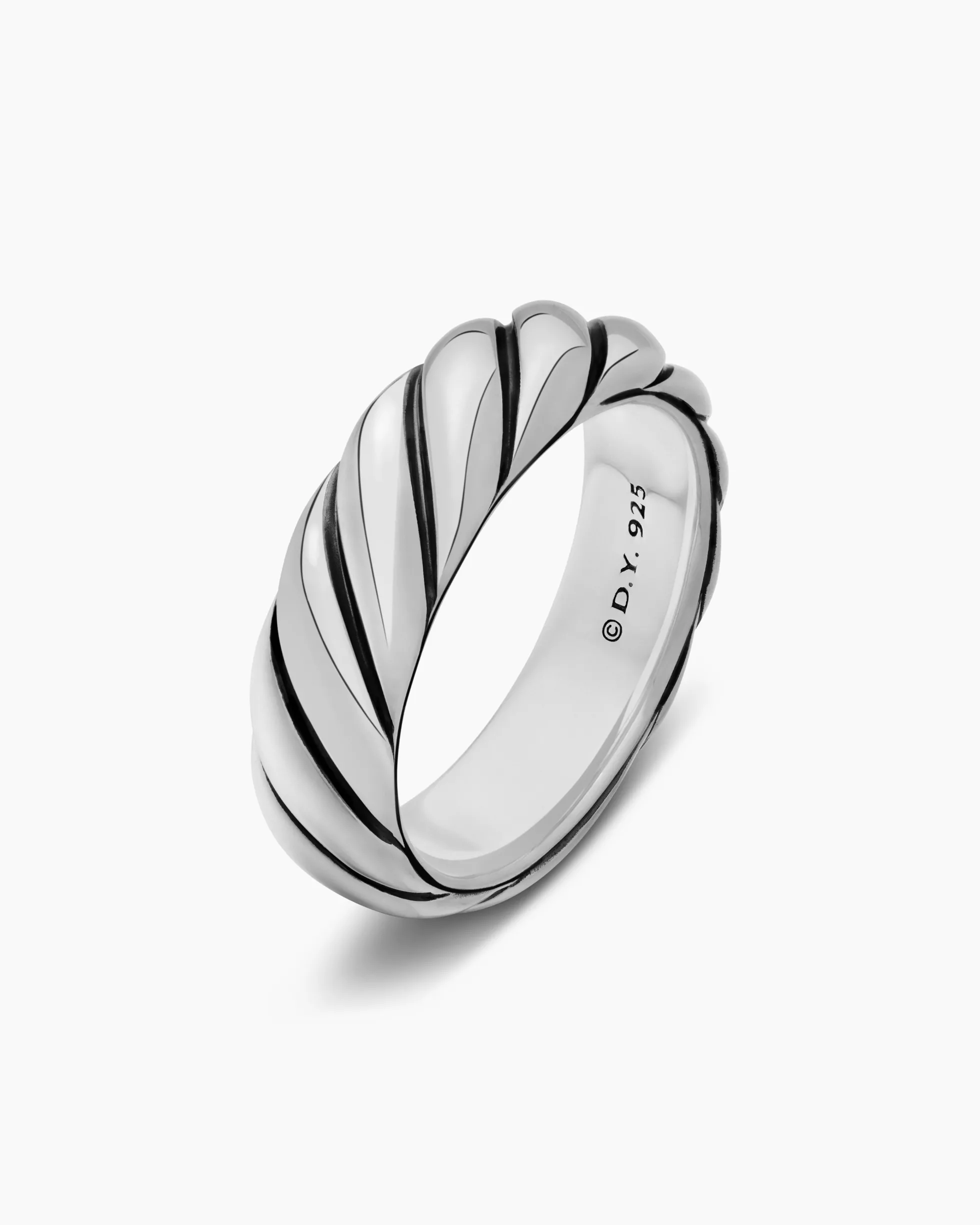 Sculpted Cable Band Ring Sterling Silver, 6mm