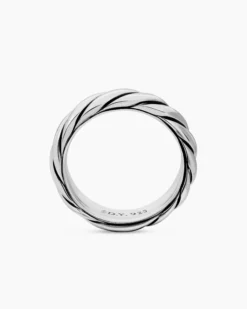 Sculpted Cable Band Ring Sterling Silver, 6mm