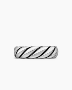 Sculpted Cable Band Ring Sterling Silver, 6mm