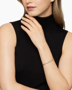 Sculpted Cable Bangle Bracelet 18K Rose Gold with Diamonds, 4.6mm