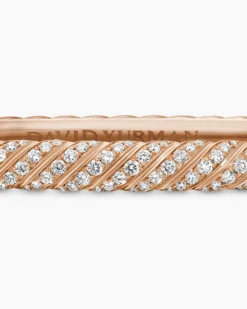 Sculpted Cable Bangle Bracelet 18K Rose Gold with Diamonds, 4.6mm