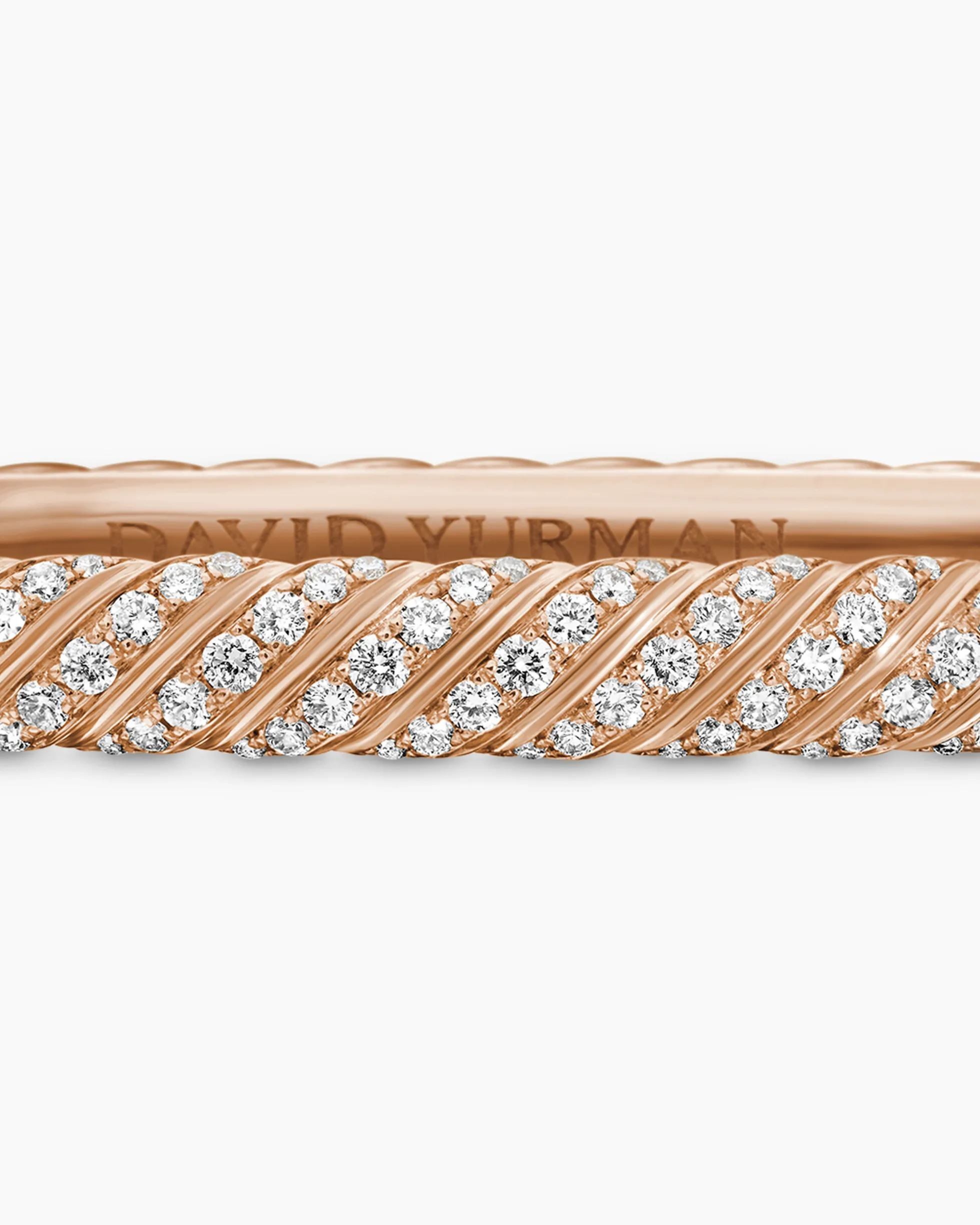 Sculpted Cable Bangle Bracelet 18K Rose Gold with Diamonds, 4.6mm