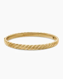 Sculpted Cable Bangle Bracelet 18K Yellow Gold, 6.2mm