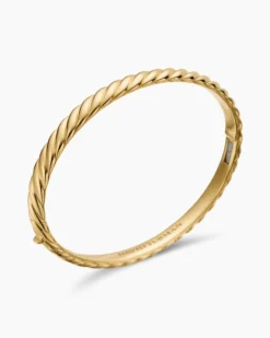 Sculpted Cable Bangle Bracelet 18K Yellow Gold, 6.2mm