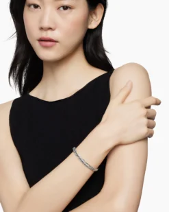 Sculpted Cable Bangle Bracelet Sterling Silver, 7mm