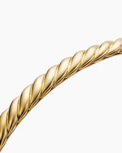 Sculpted Cable Bangle Bracelet 18K Yellow Gold, 4.6mm
