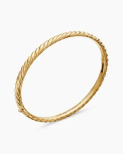 Sculpted Cable Bangle Bracelet 18K Yellow Gold, 4.6mm