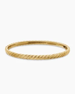 Sculpted Cable Bangle Bracelet 18K Yellow Gold, 4.6mm
