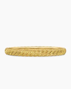Sculpted Cable Bangle Bracelet 18K Yellow Gold with Yellow Sapphires, 6.2mm