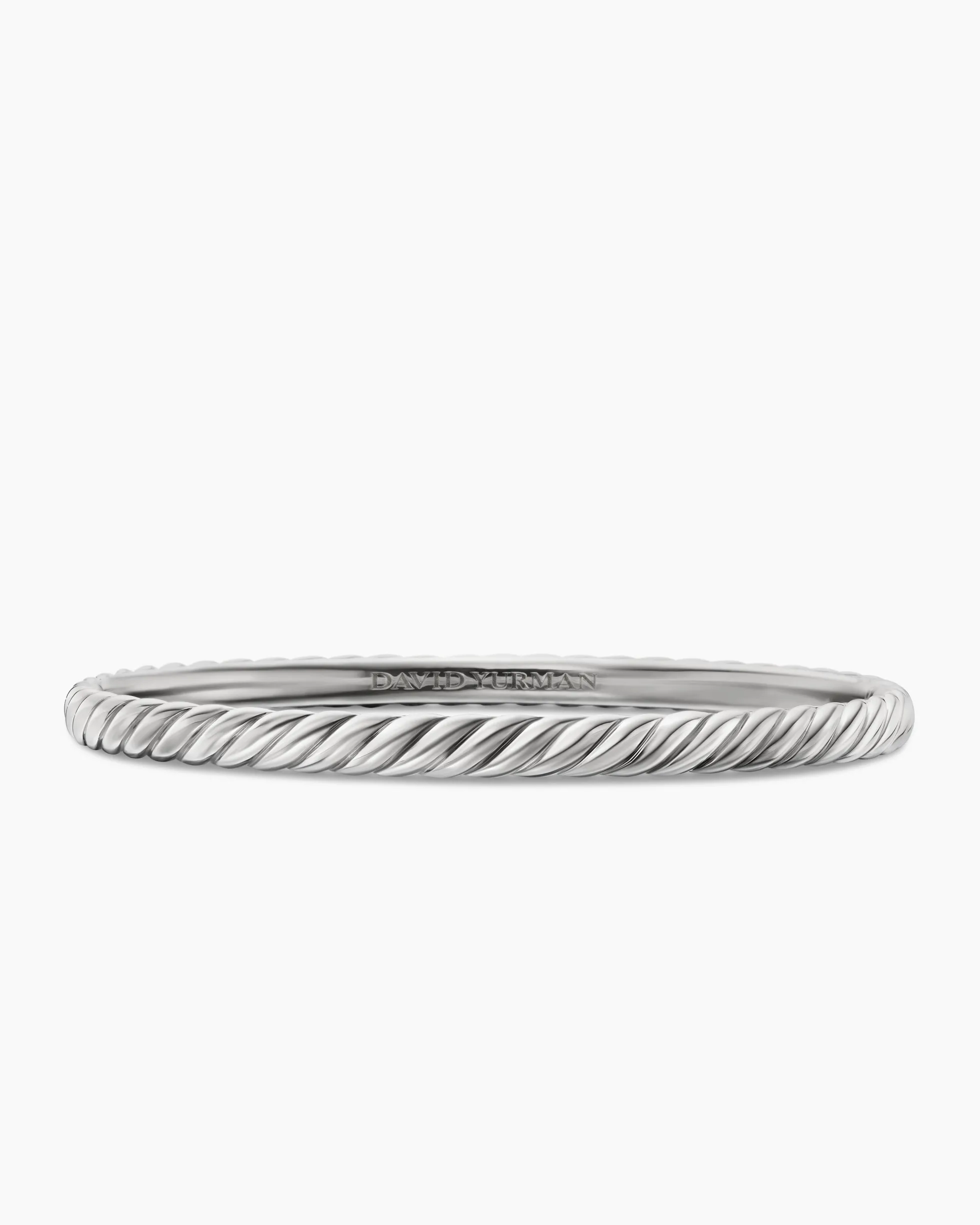 Sculpted Cable Bangle Bracelet 18K White Gold, 4.6mm