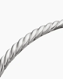 Sculpted Cable Bangle Bracelet 18K White Gold, 4.6mm