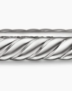 Sculpted Cable Bangle Bracelet 18K White Gold, 4.6mm