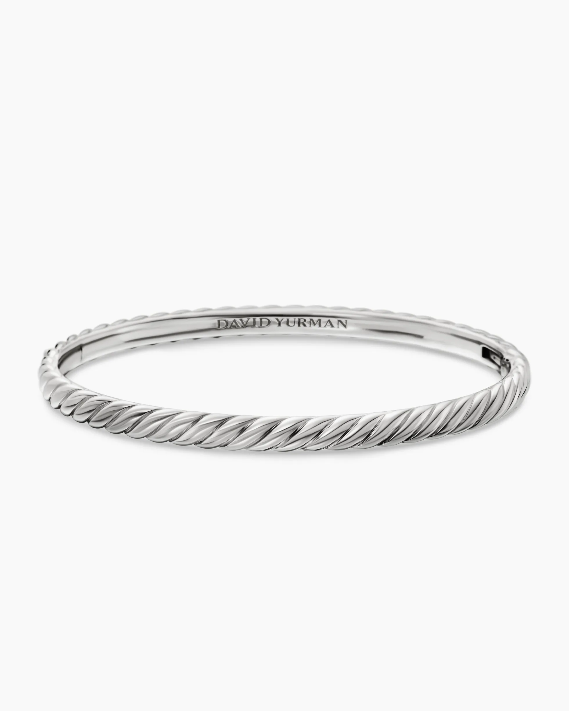 Sculpted Cable Bangle Bracelet 18K White Gold, 4.6mm