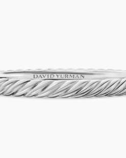 Sculpted Cable Bangle Bracelet 18K White Gold, 6.2mm