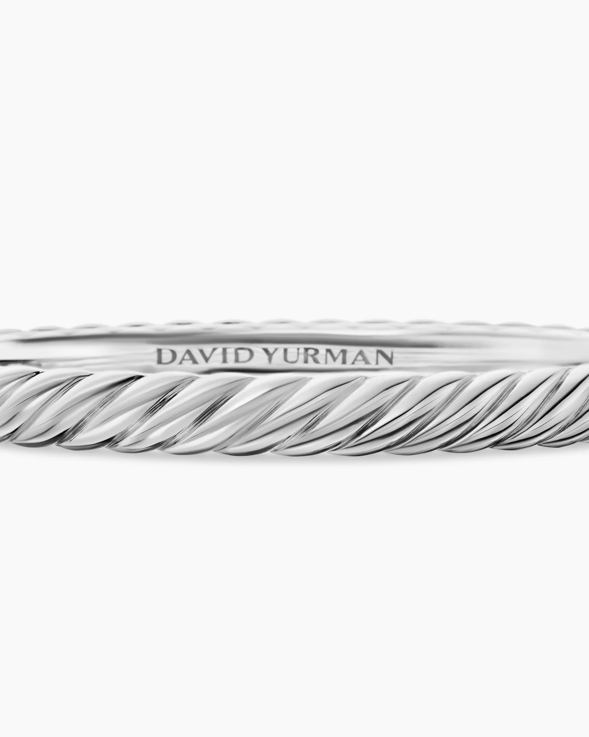 Sculpted Cable Bangle Bracelet 18K White Gold, 6.2mm