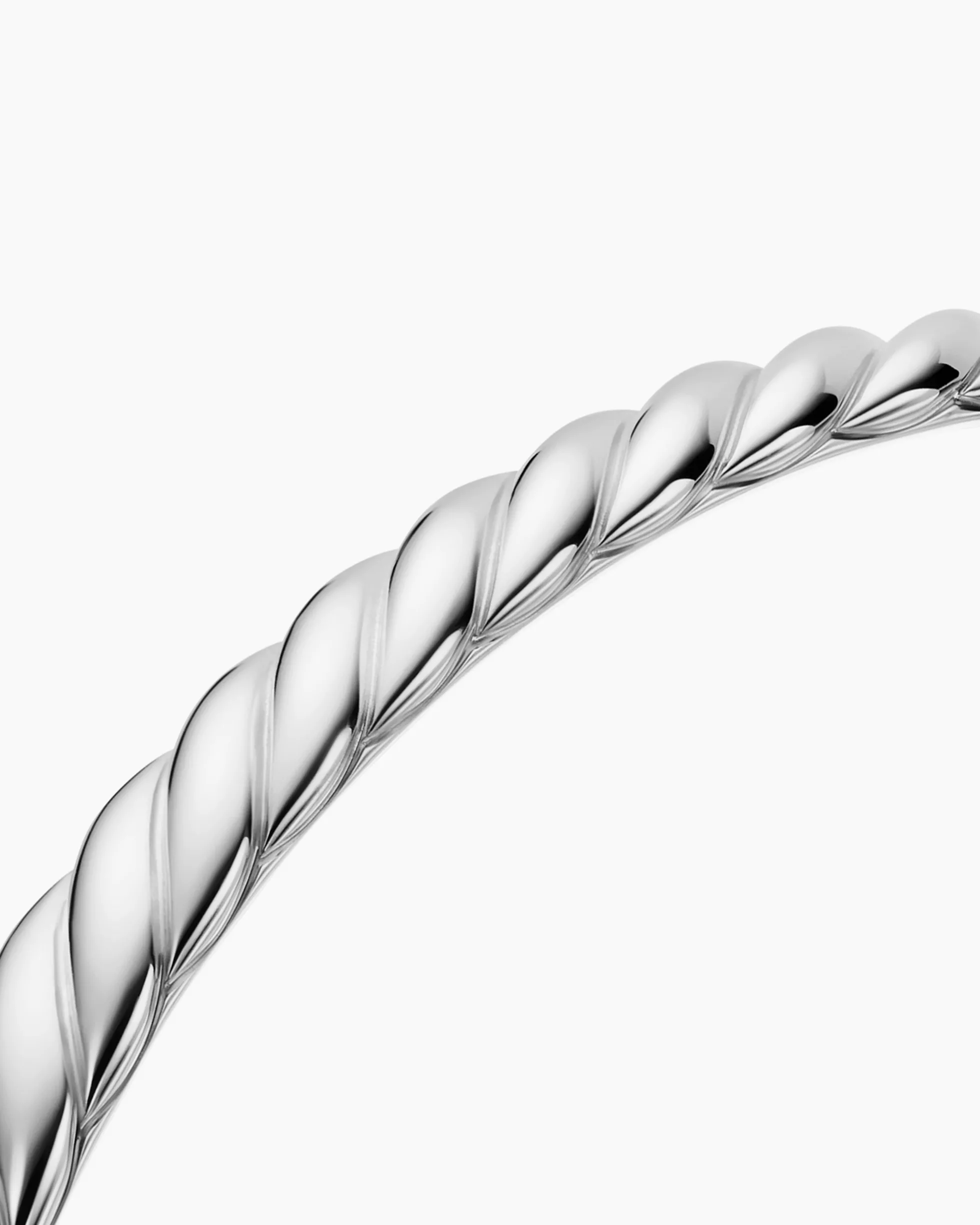 Sculpted Cable Bangle Bracelet 18K White Gold, 6.2mm