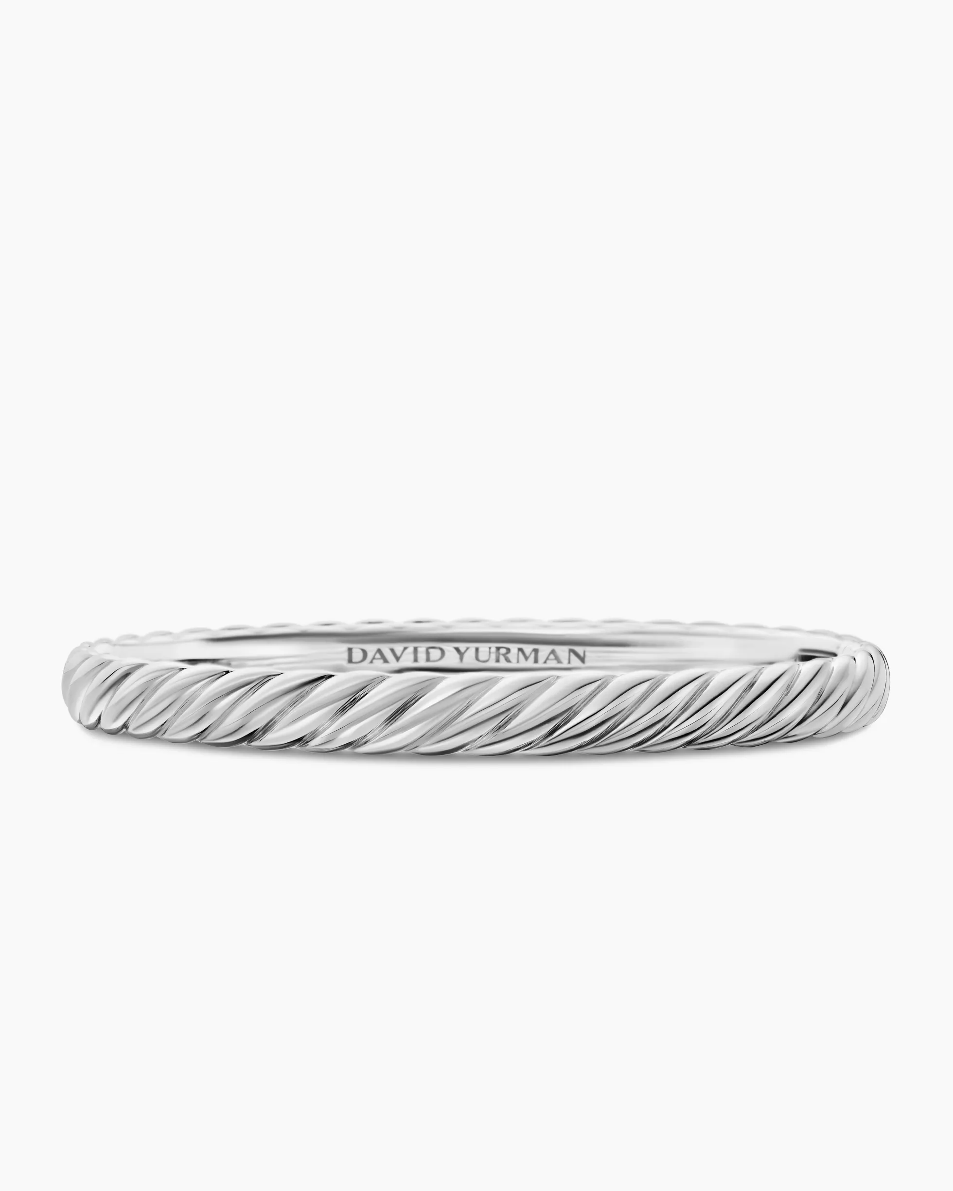 Sculpted Cable Bangle Bracelet 18K White Gold, 6.2mm