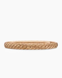 Sculpted Cable Bangle Bracelet 18K Rose Gold with Cognac Diamonds, 6.2mm