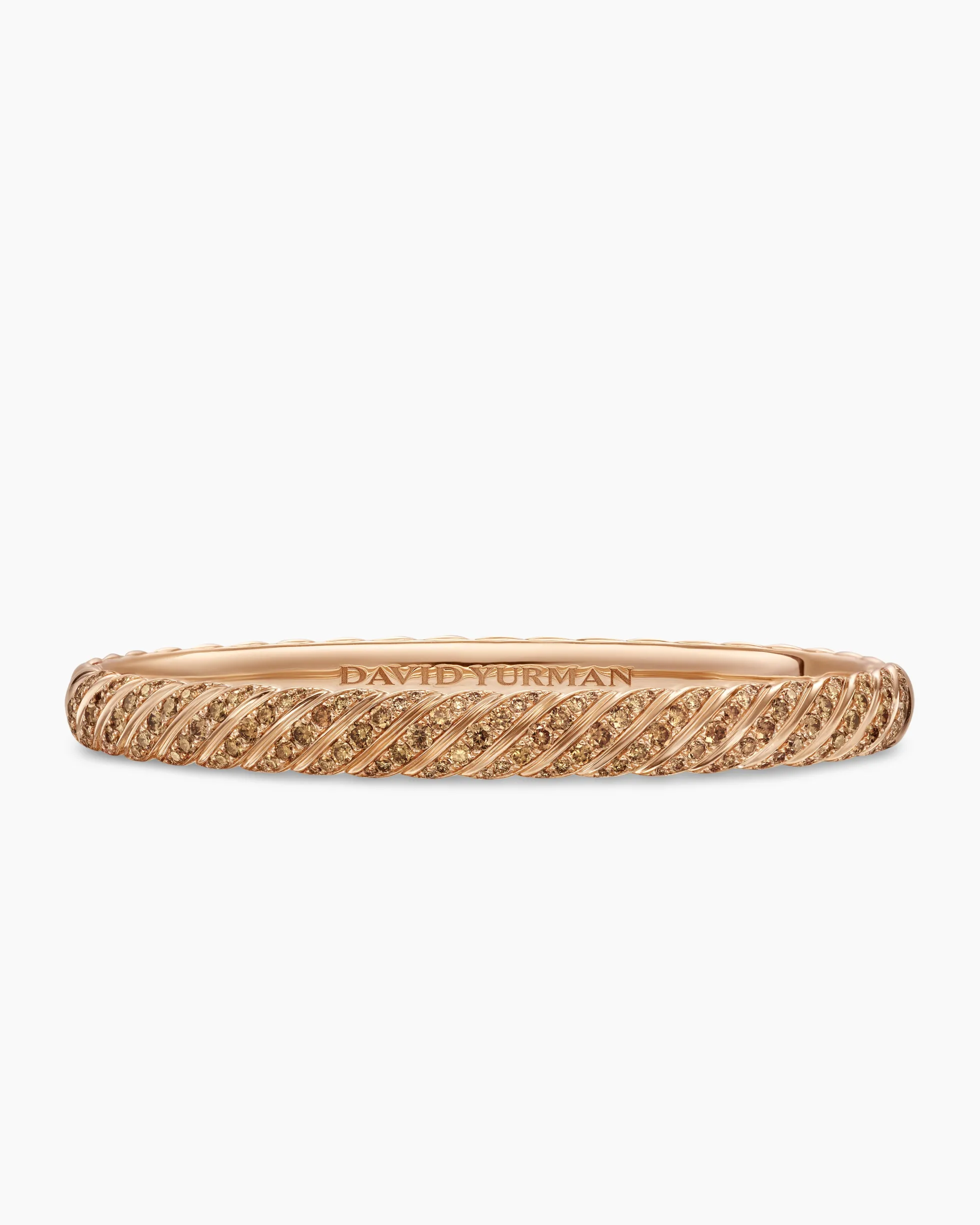 Sculpted Cable Bangle Bracelet 18K Rose Gold with Cognac Diamonds, 6.2mm