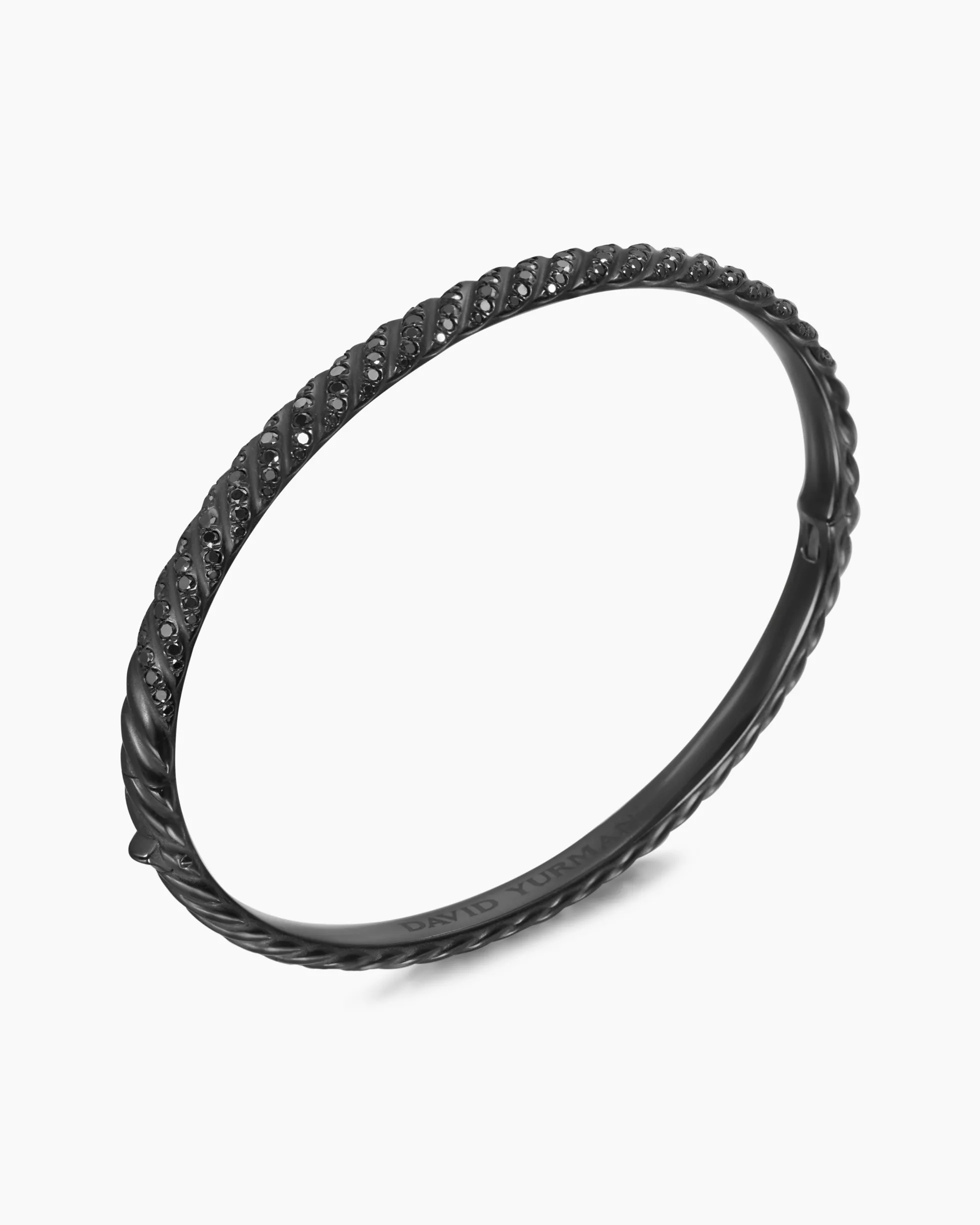 Sculpted Cable Bangle Bracelet Black Titanium with Black Diamonds, 4.6mm