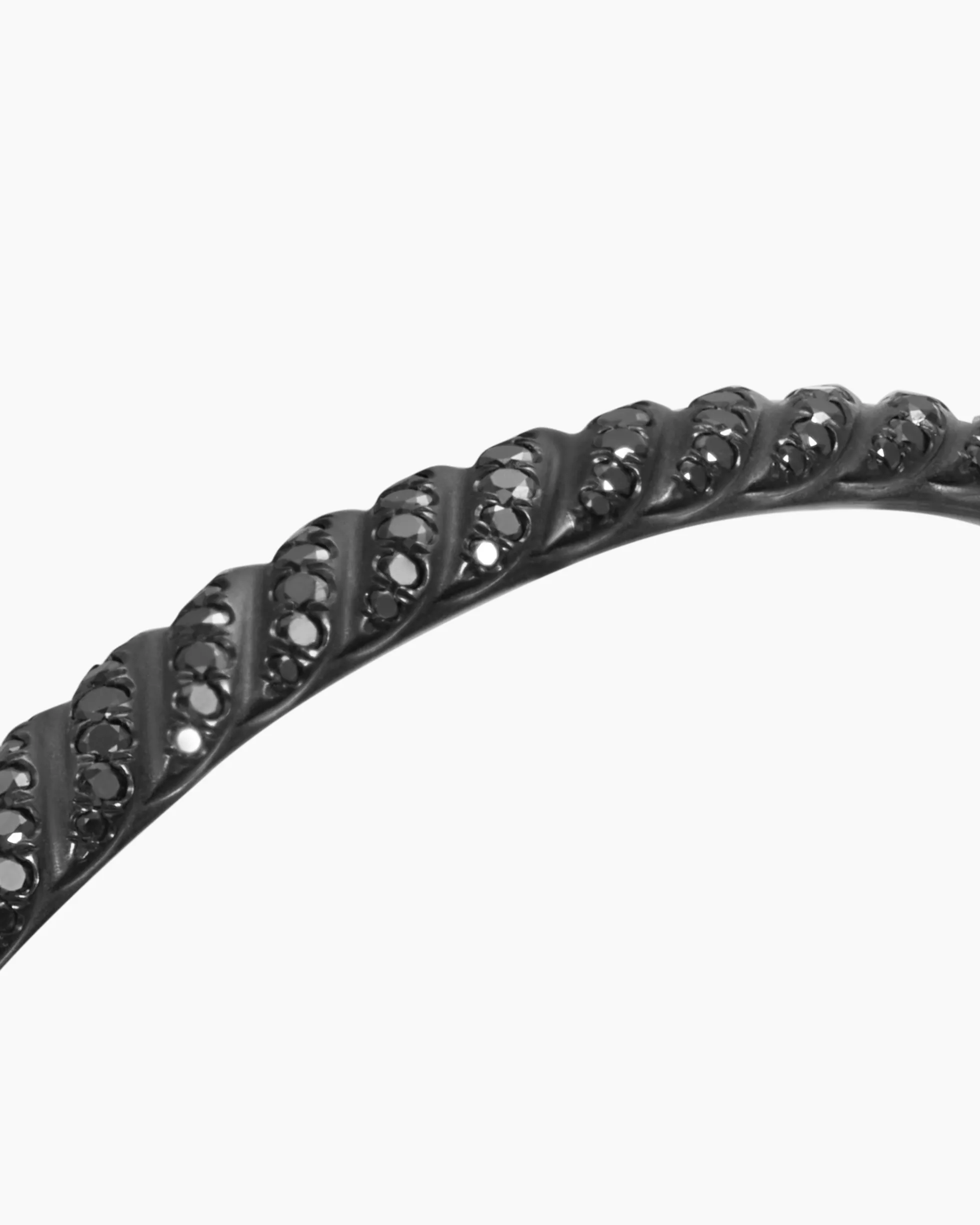 Sculpted Cable Bangle Bracelet Black Titanium with Black Diamonds, 4.6mm