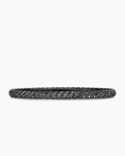Sculpted Cable Bangle Bracelet Black Titanium with Black Diamonds, 4.6mm