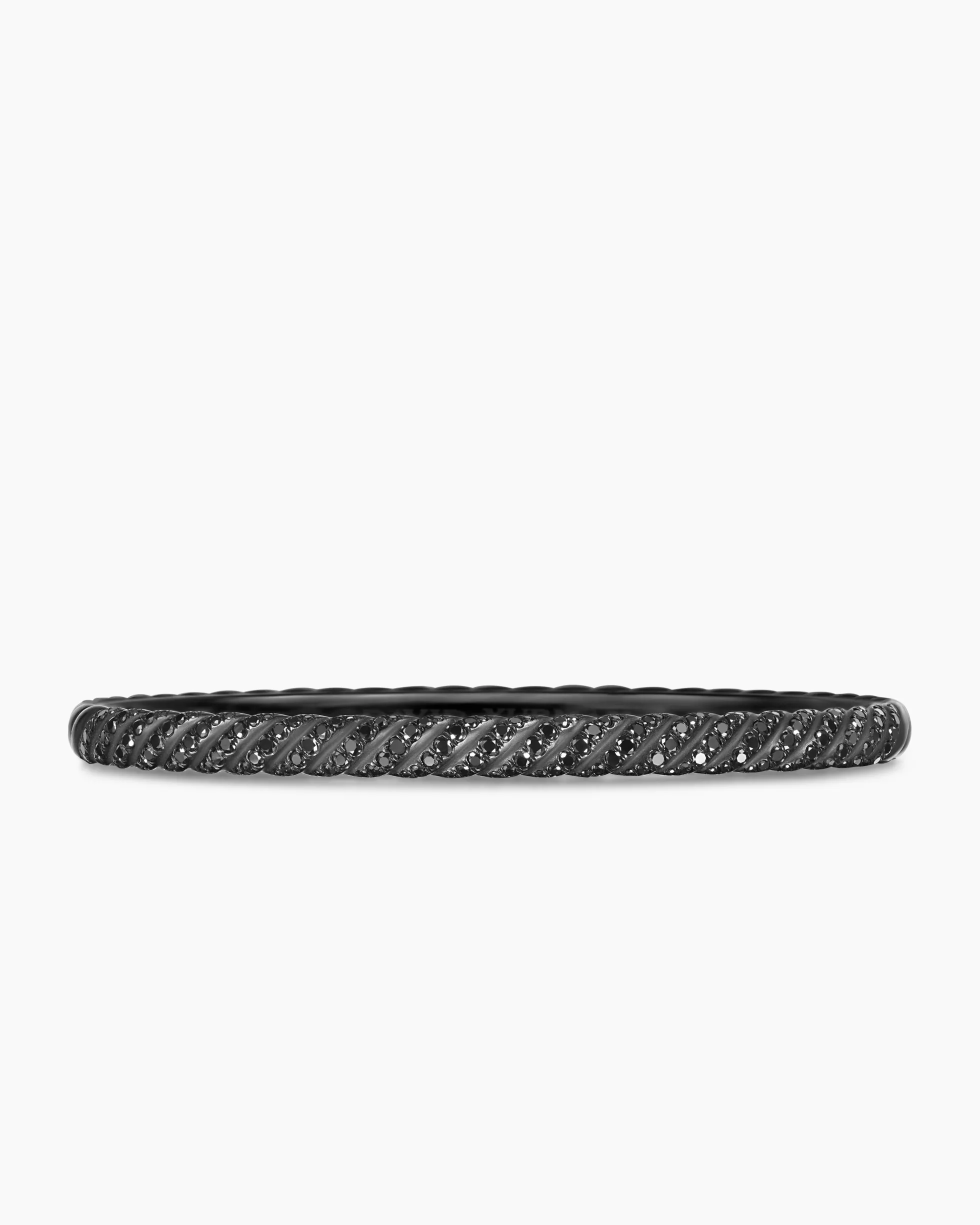 Sculpted Cable Bangle Bracelet Black Titanium with Black Diamonds, 4.6mm