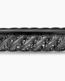 Sculpted Cable Bangle Bracelet Black Titanium with Black Diamonds, 4.6mm