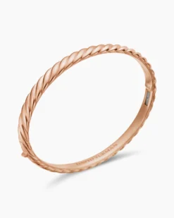 Sculpted Cable Bangle Bracelet 18K Rose Gold, 6.2mm