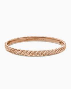 Sculpted Cable Bangle Bracelet 18K Rose Gold, 6.2mm