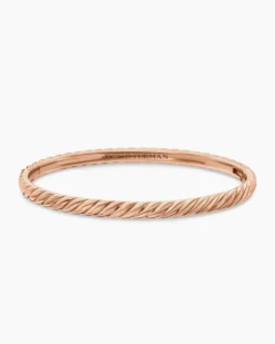 Sculpted Cable Bangle Bracelet 18K Rose Gold, 4.6mm