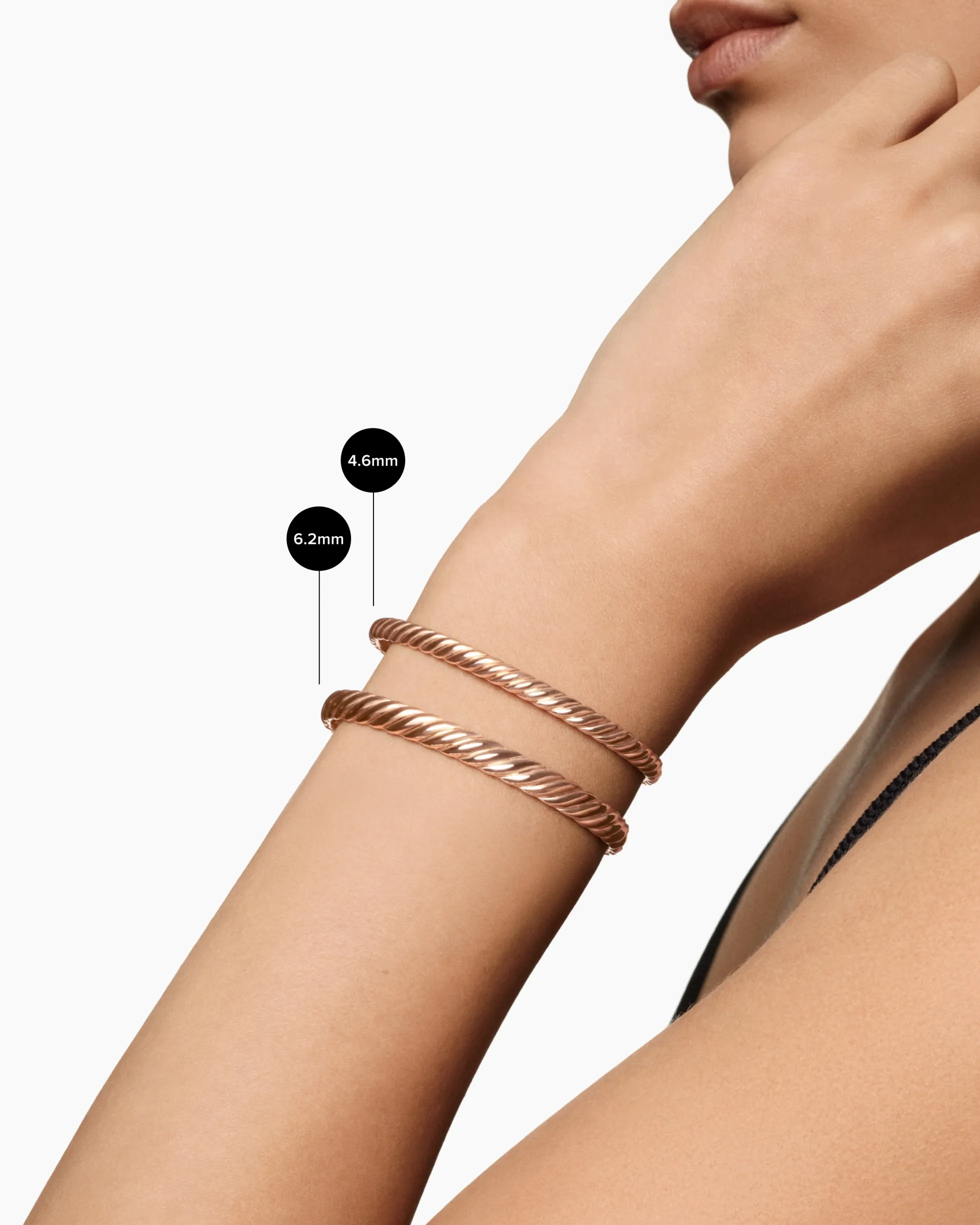 Sculpted Cable Bangle Bracelet 18K Rose Gold, 4.6mm