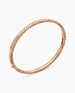 Sculpted Cable Bangle Bracelet 18K Rose Gold, 4.6mm