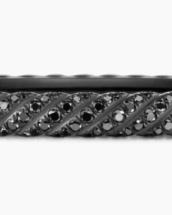 Sculpted Cable Bangle Bracelet Black Titanium with Black Diamonds, 6.2mm