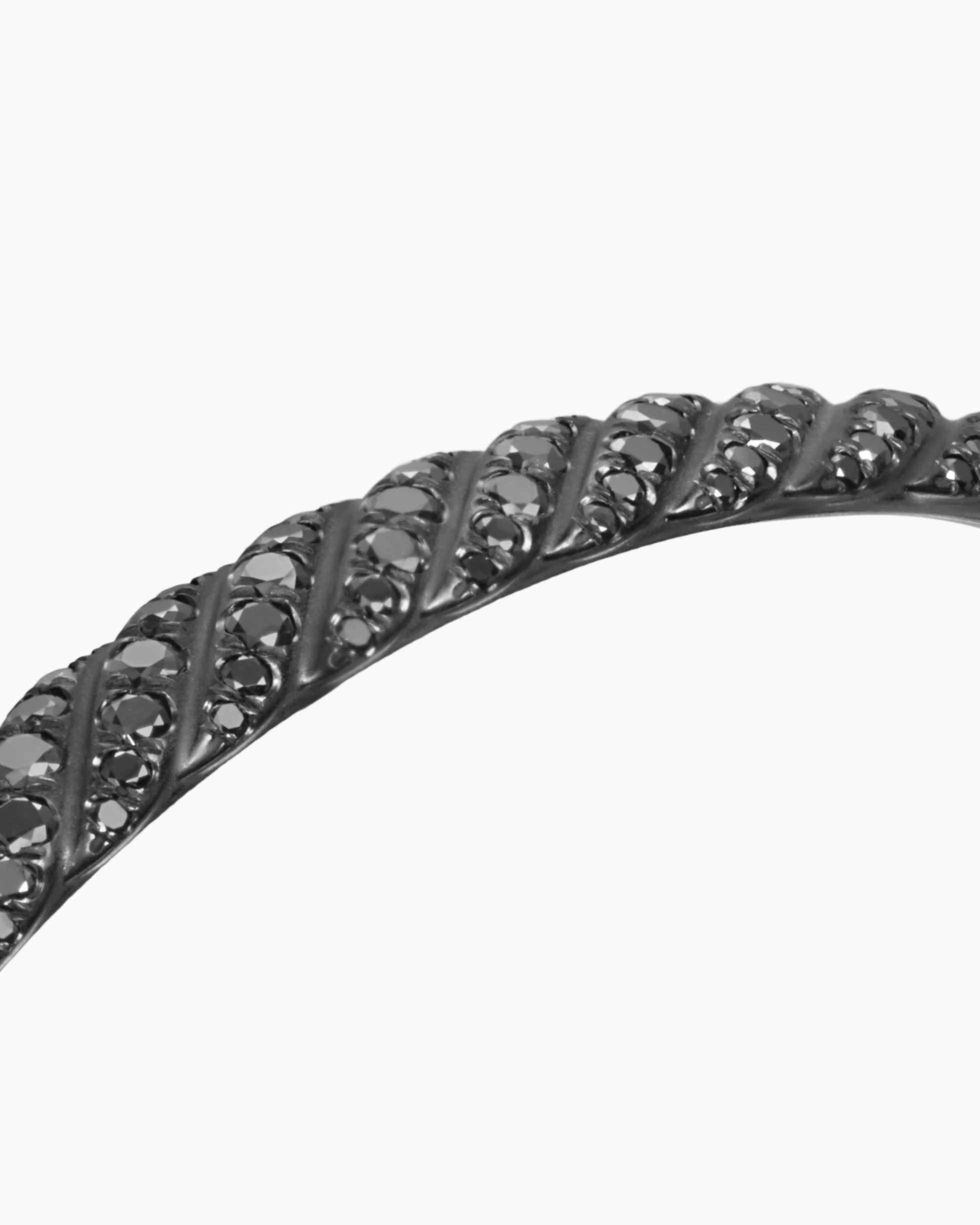 Sculpted Cable Bangle Bracelet Black Titanium with Black Diamonds, 6.2mm