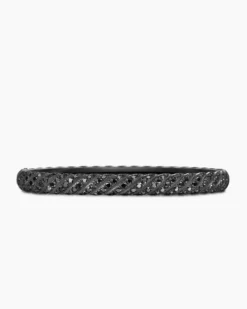 Sculpted Cable Bangle Bracelet Black Titanium with Black Diamonds, 6.2mm